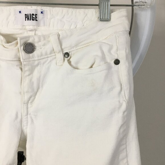 PAIGE Premium Denim Optic White KYLIE CROP 5 Pocket Logo Hardware Jeans - Picture 7 of 13